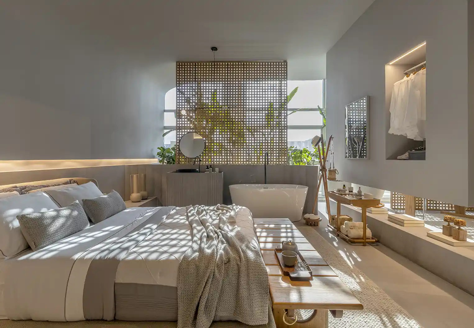 "Suíte Master": 10 inspirações de quartos com banheiros integrados